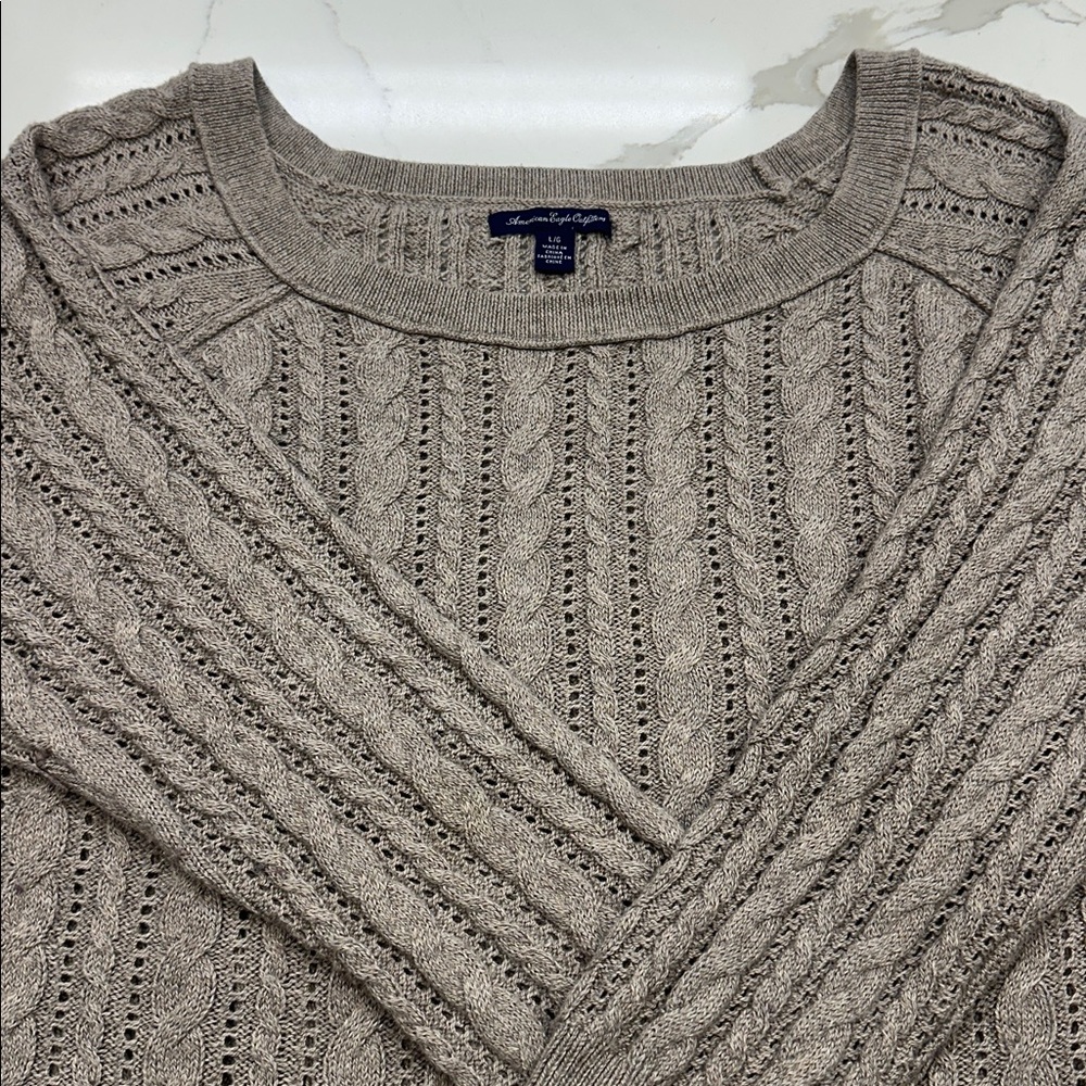 American Eagle Outfitters Women's Cable Knit Sweater - Taupe